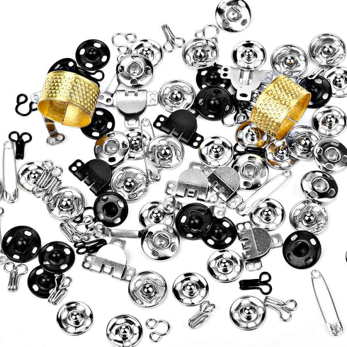 112 Pairs Sewing Hooks and Eyes Closure Set 3 Styles Sewing Skirt Hooks, Sew-on Snaps, Hook and Eye Latches for Trousers Skirt Dress Bra Sewing DI...