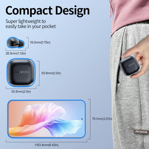 MANKIW Wireless Earbuds for Android, wireless earbuds bluetooth 5.3 headphones Stereo Bass LED Display in Ear Earphones 32H Playtime Waterproof Ea...
