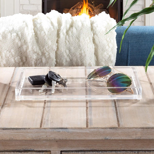 Acrylic Tray Organizer - Clear Minimalist Catchall Holder for Bedside, Bathroom, and Office Storage - Aesthetically Pleasing Room Decor by Lavish ...