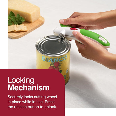 Zyliss Lock N' Lift Can Opener - Manual Can Opener with Built-In Magnet - Safety Can Opener with Stainless Steel Wheel - Handheld Kitchen Tool & G...