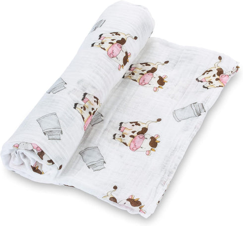 Swaddle Blanket | 100% Muslin Cotton | Gender Neutral Newborn and Baby Nursery Essentials for Girls and Boys, Registry | Cow Print...