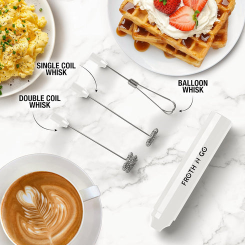 Zulay Kitchen Powerful Rechargeable Milk Frother with Case - Froth N Go Compact Handheld Foam Maker for Lattes - Travel Electric Whisk Drink Mixer...