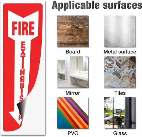 Fire Extinguisher Sign with Down Arrow, Safety Stickers, 15 Pack 4" x 12" Fire Extinguisher Signs Stickers, Durable Self Adhesive Decals, Weatherp...