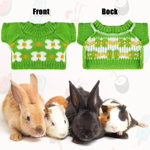 10 Pcs Guinea Pig Stuff Includes 5 Cute Mini Hats Cozy Hand Knitted Hat with Adjustable Strap and 5 Guinea Pig Clothes Small Animal Vest Sweater f...