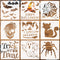 Halloween Stencils for Painting on Wood Walls Crafts Canvas, Reusable Happy Halloween/Trick or Treat/Spider Web/Skull/Bats/Cat/Ghost Painting Sten...