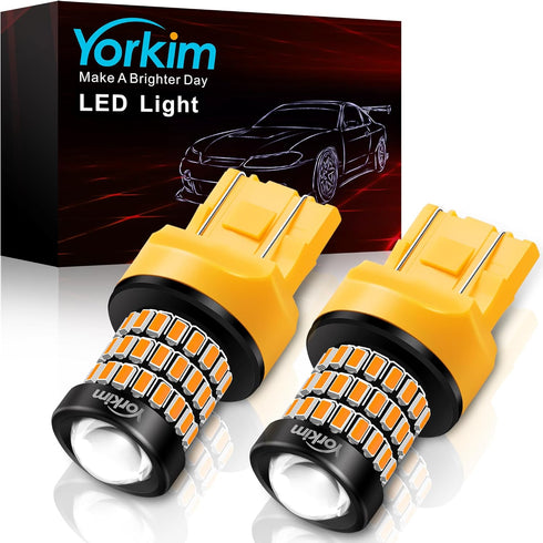 Yorkim 7440 Led Bulb Amber 7443 Led, Ultra Bright T20 Led 7440a Bulb W21W Led for Backup Reverse Light, Break Tail Light, Turn Signal Pack of 2...