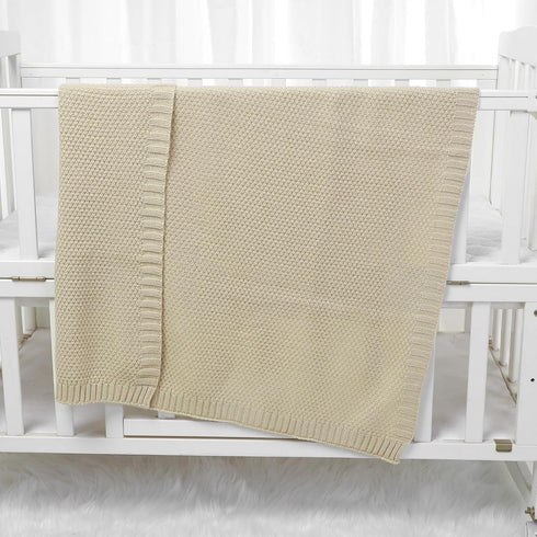 mimixiong Baby Blanket Knit Swaddle Blanket Soft Warm Crochet Neutral Receiving Unisex Baby Blanket for Boys and Girls Light Camel40 x 30 inches...