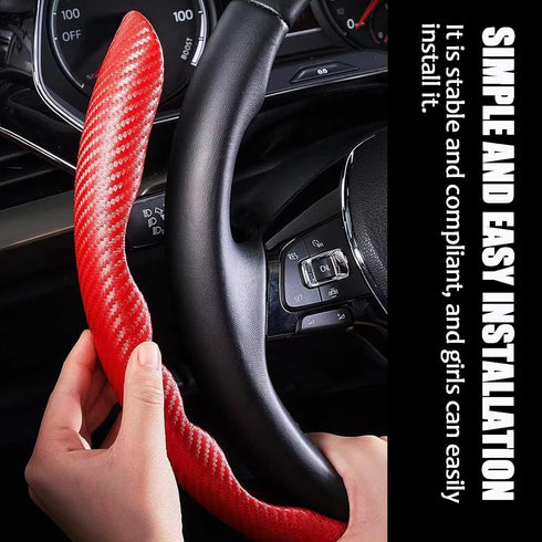 WOCOCN Steering Wheel Cover,Carbon Fiber Car Steering Wheel Cover with Non-Slip Lining,Universal Fit Most of Car Interior Accessories (Red)...