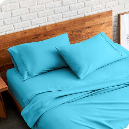 Bare Home Microfiber Pillow Cases - King Size Set of 2 - Cooling Pillowcases - Double Brushed - Aqua Pillowcases 2 Pack - Easy Care (King Pillowca...