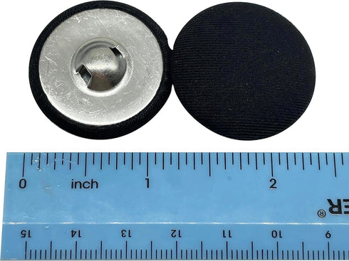 Black Fabric Cloth Covered with Metal Shank Round Buttons for Suits Gowns Blouses Shirts DIY Sewing 30mm(1-3/16 Inch) 10Pc...