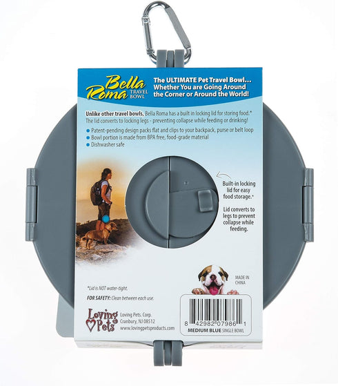 Loving Pets - Bella Roma Portable Travel Dog Bowl Collapsible Dog Food & Water Bowl (Blue, Medium)...