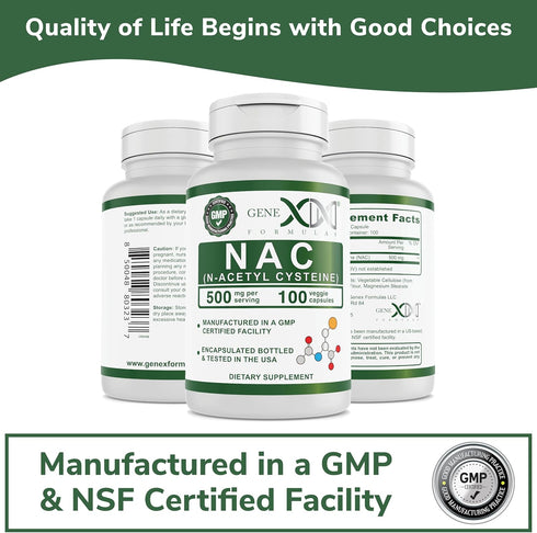 GENEX NAC 500mg (100 Capsules) N-Acetyl Cysteine, Supports Liver Health - Non-GMO, Gluten Free, Vegan (3 Month Supply)...