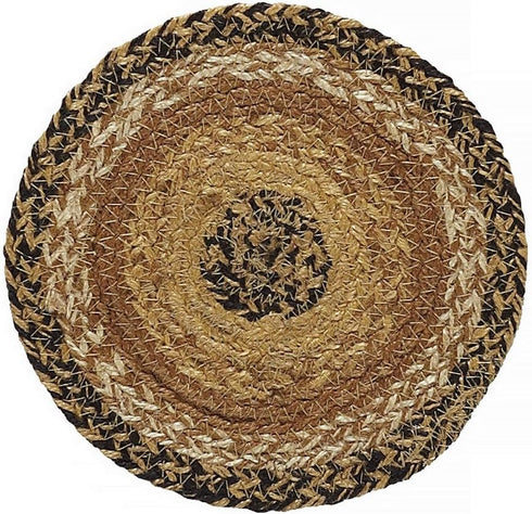 VHC Brands Kettle Grove Primitive Textured Jute Striped Round Kitchen Table Trivet 8"...