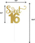 Sweet 16 Cake Topper, 16th Birthday Cake Topper, Happy Birthday Party Decoration with Gold Glitter...
