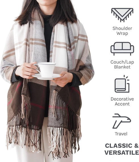 BATTILO HOME Brown Plaid Throw Blanket for Couch - Fall Plaid Blanket Buffalo Plaid Blankets - Lightweight Farmhouse Outdoor Throw Blankets for Be...