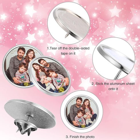 Sublimation Blank Pins DIY Button Badge Sublimation Sliver Blank Base Pins for DIY Craft Making (30 Pieces)...