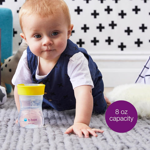 b.box Toddler Training Cup: Free Flow Opening, Great Transition from Sippy to Big Kid Cup. BPA Free, Dishwasher safe. Ages 12+ months (Grape, 8oz)...