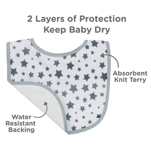 Neat Solutions 10 Pack Water Resistant Bib Set Blue/Grey Assorted, 10 Count, 0+ Months...