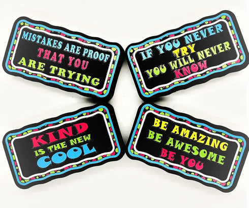Generic JLB Sunrise Magnetic Whiteboard Eraser with Positive Messages | Pack of 4 Erasers | Great for use in Offices, Schools and Homes (Yellow)...