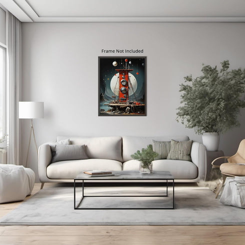 Posterizer 1 pcs-surreal sci-fi space device-Abstract & Modern Art-Fantasy & Fiction Art-Gift for Art Lovers-Decor for Home & Office- UNFRAMED Wal...