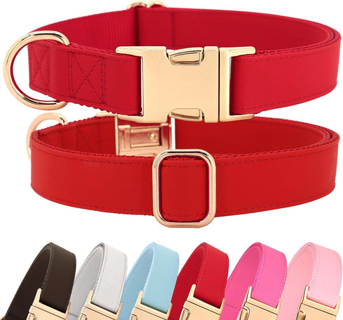 PET ARTIST Soft & Comfy Girl Dog Collars, Bright & Classic Christmas Red Dog Collar Leather for Medium Dogs, Durable & Heavy Duty Nylon Dog Collar...