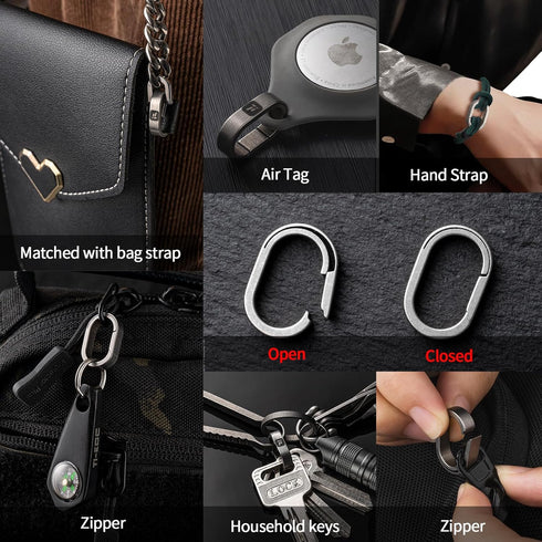 FEGVE Titanium Key Chain Rings with 2 Stainless Steel Key Rings, Mini carabiner Key holder Small Quick release Connecting Keychain Accessories for...