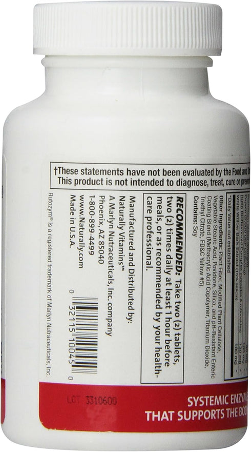 Naturally Vitamins Rutozym 120 ct, Bottle, Medium Yellow...