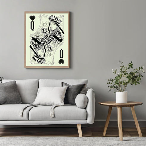 Posterizer 1 pcs-black and white queen of hearts bar card print-Miscellaneous-Sports & Hobby Art-Decor for Game Room or Man Cave- unframed wall ar...