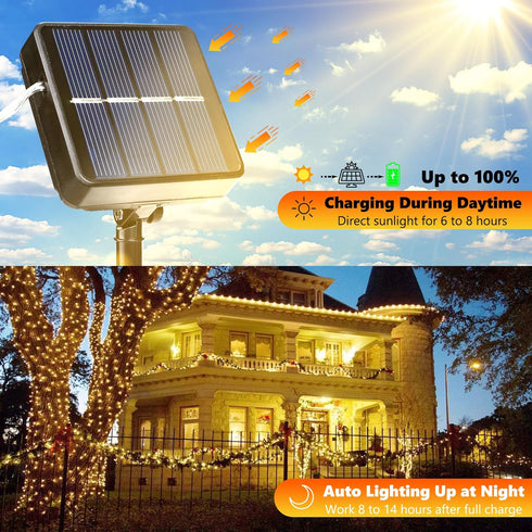 Joomer Solar String Lights Outdoor, 2Pack Total 100ft 300LED 8 Modes Solar Fairy Lights,Waterproof Lights for Tree, Patio, Garden, Outdoors Decora...