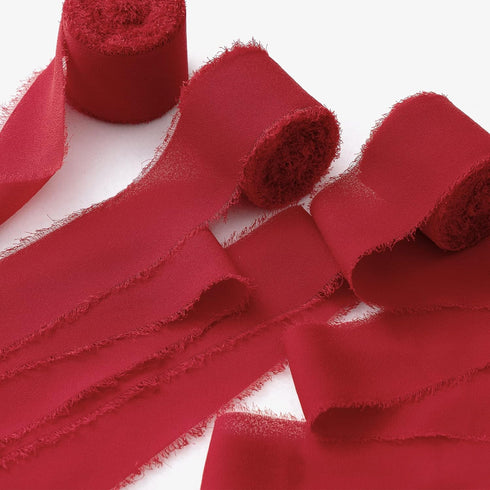 Mothers Day Ribbon, 3 Rolls Red Chiffon Ribbons, 1.5" x 7Yd Gift Ribbon Set for Christmas, Wedding Decor, Wedding Invitations, Bouquet Wrap, Flowe...