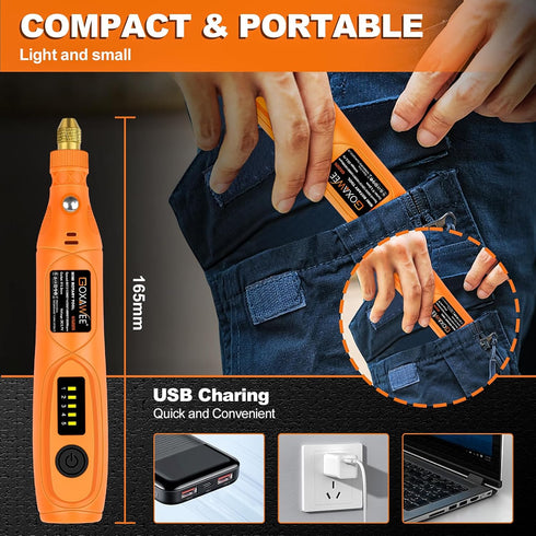 GOXAWEE Mini Cordless Rotary Tool Kit with 105pcs Accessories, USB Charging 5-Speed 18000rpm Multi-Purpose Art Craft Tool with 3.7V Li-ion Battery...