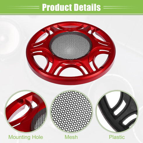 ACROPIX Universal 6" Car Speaker Grills Cover Mesh Round 6 Inch Audio Speaker Subwoofer Guard Protector Case with Mounting Screws Iron Red - Pack ...