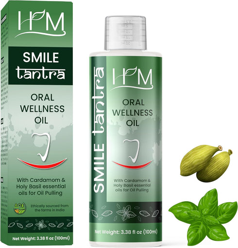 Oil Pulling with Cardamom & Holy Basil Essential Oils for Oral Health, Healthy Teeth & Gums, Alcohol Free Mouthwash, Teeth Whitening, for Dry Mout...