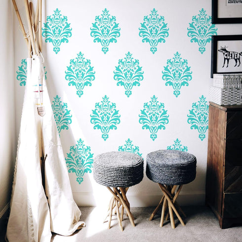 FINGERINSPIRE Damask Stencil 11.7x8.3inch Reusable Damask Wall Stencil Damask Floral Stencil for Painting Floral Allover Pattern Stencils for Pain...