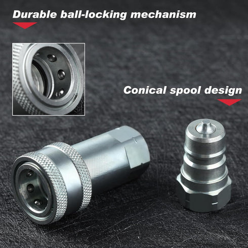 3/8” NPT Thread Ag Hydraulic Quick Connect Tractor Couplers with Dust Caps Ag ISO 7241-A Hydraulic Quick Connect Tractor Couplers Poppet Pioneer S...