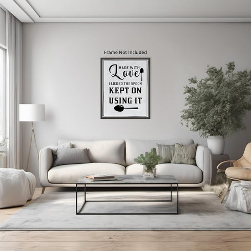 Posterizer 1 pcs-Kitchen Print-Funny Quotes-I licked the spoon-Kitchen & Bar Art-Comedy Art-Art Poster Print for Home, Office, Store, Bar- unframe...