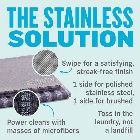 E-Cloth Stainless Steel Cleaning Kit, Microfiber Stainless Steel Cleaner for a Spotless Shine Home Appliances Including Oven, Stove and Refrigerat...