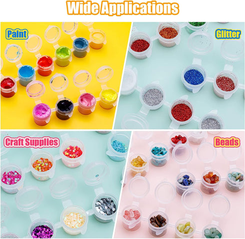 120 Paint Pots with Lids, 5ml/0.17oz Large Empty Paint Pots with Lids, Easy Open Acrylic Paint Container Paint Strips for Kids Classroom School Pa...