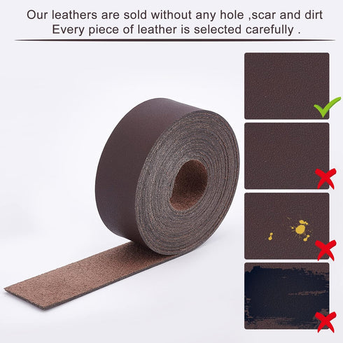GORGECRAFT Dark Brown Genuine Leather Strap Strip 1 Inch Wide 79 Inch Long Leather Belt Wrap Single Sided Flat Cord for DIY Crafts Projects Clothi...