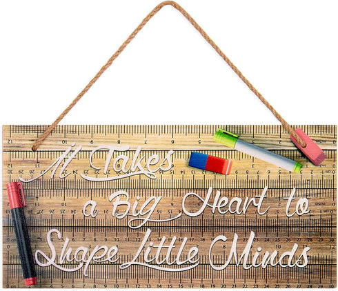 OYEFLY Teacher Appreciation Gifts,Teacher Door Hanger Set, Ruler Sign with Pencils & Erasers (brown)...