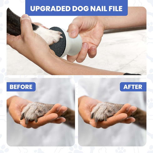 Dog Nail File - Upgraded Dog Nail Scratch Board - 1 White Nail File for Dogs w/ 4 Replaceable Sandpapers - Dog Nail Trimmers - Round Dog Nail Grin...