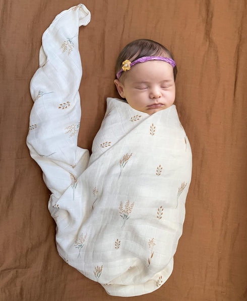 Leyl&Ari Muslin Swaddle Blanket | Receiving Blankets for Baby Boy Girl | Floral Swaddle Blanket (Wild Herbs)...