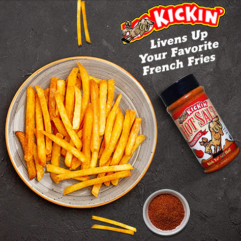 KICKIN' Habanero Hot Spicy Salt - 14 oz. Shaker Jar - Perfect Flavored Salt for Popcorn Seasoning, Margarita Salt and French Fry Seasoning - Premi...