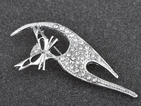Alilang Silvery Tone Clear Crystal Colored Rhinestones Cat Kitten Cut Out Brooch Pin...