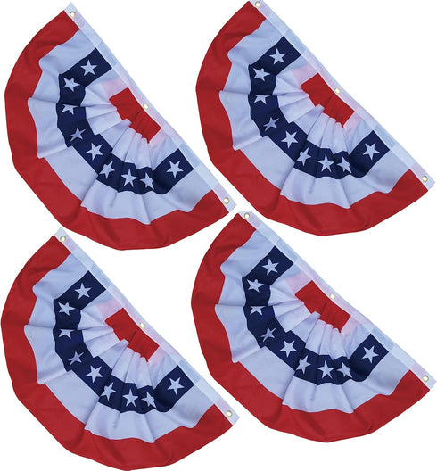 OZ American Bunting Flag, US Pleated Fan Bunting, Patriotic Banner, Fence Banner, Curtain Banner, 4th of July Flag-pack of 4...
