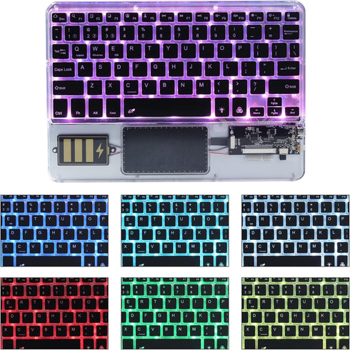 Ultra-Slim Bluetooth Keyboard 7 Colors Backlit Portable Mini Wireless Keyboard Rechargeable for Apple iPad iPhone Samsung Tablet Phone Smartphone ...