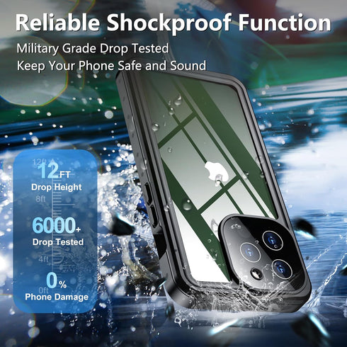 SPIDERCASE for iPhone 13 Pro Case Waterproof, Built-in Lens & Screen Protector, Full Heavy Duty Protection, 12FT Military Shockproof, Dustproof, A...