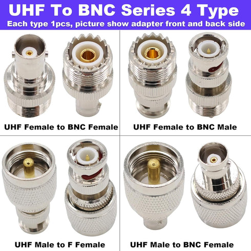 PL259 to BNC Adapter Male Female 4 Type RF Connector Kit Coax Coaxial BNC UHF Radio Adapter for Antennas Wireless LAN Device Radios...
