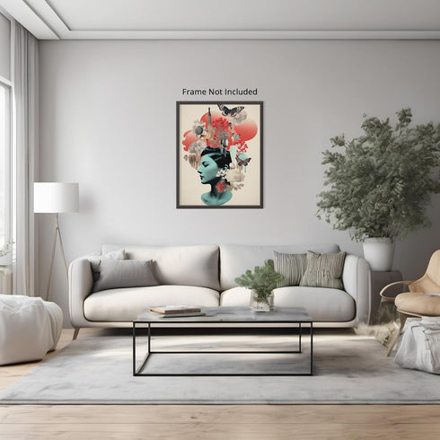 Posterizer 1 pcs-butterflies and flowers-vintage collage-Retro Art-Abstract & Modern Art-Gift for Art Lovers- UNFRAMED Wall Art...