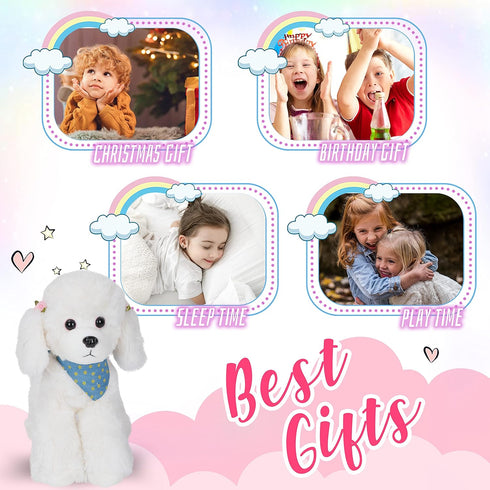 Athoinsu Realistic White Poodle Puppy Stuffed Animal Soft Adorable Hugging Puppy Dog Plush Toy Children's Day Holiday Birthday for Toddler Kids, 1...